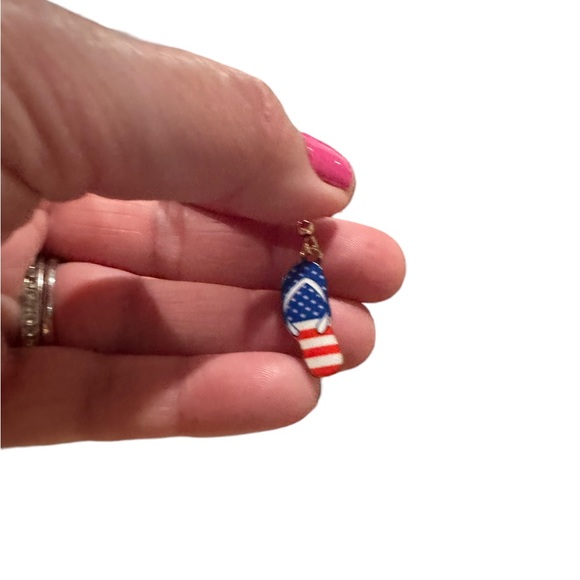 Patriotic Flip Flop Drop Earrings - Picture 4 of 5